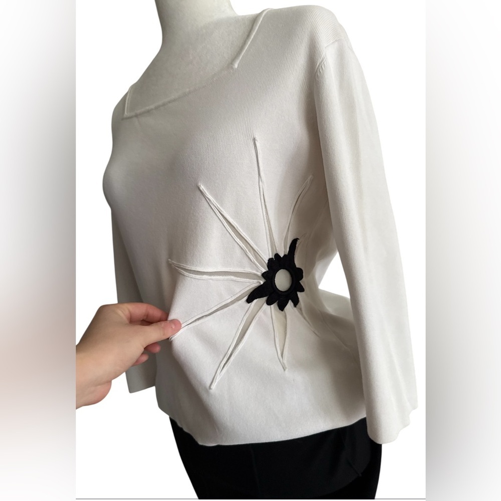 White Top with Black Floral Design